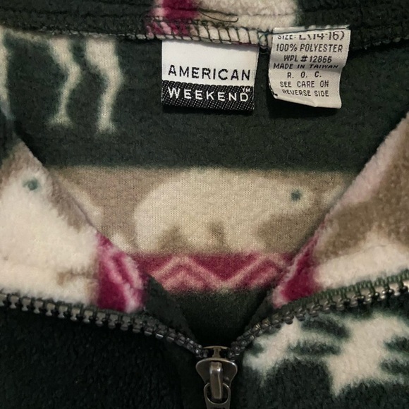 Vintage American Weekend Forest Green Animal Fleece Jacket - Picture 5 of 6